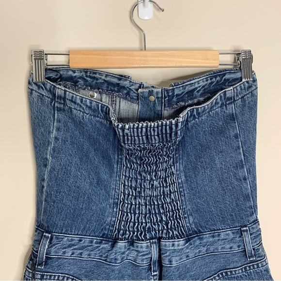NEW Agolde Sandy Strapless All-In-One Denim Shorts / Romper (Sz 10) Remedy - Picture 8 of 11